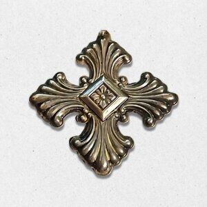 Reed & Barton Christmas Cross Ornament Limited Edition Floral Design Silver OS